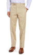 Men's John W. Nordstrom Torino Traditional Fit Flat Front Solid Stretch Cotton Trousers - Beige