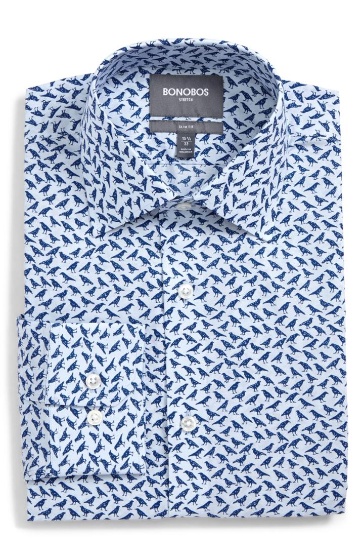 Men's Bonobos Slim Fit Crow Print Dress Shirt