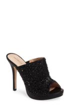 Women's Lauren Lorraine Mimi Embellished Slide Sandal .5 M - Black