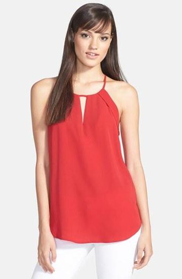 Ro & De Keyhole Halter Top Red Coutoure