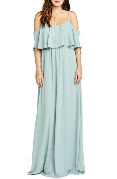 Women's Show Me Your Mumu Caitlin Cold Shoulder Chiffon Gown - Grey