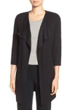 Women's Ming Wang Drape Front Long Sweater Jacket - Black