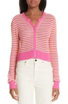 Women's Victor Glemaud Stripe Cotton & Cashmere Button Cardigan - Pink
