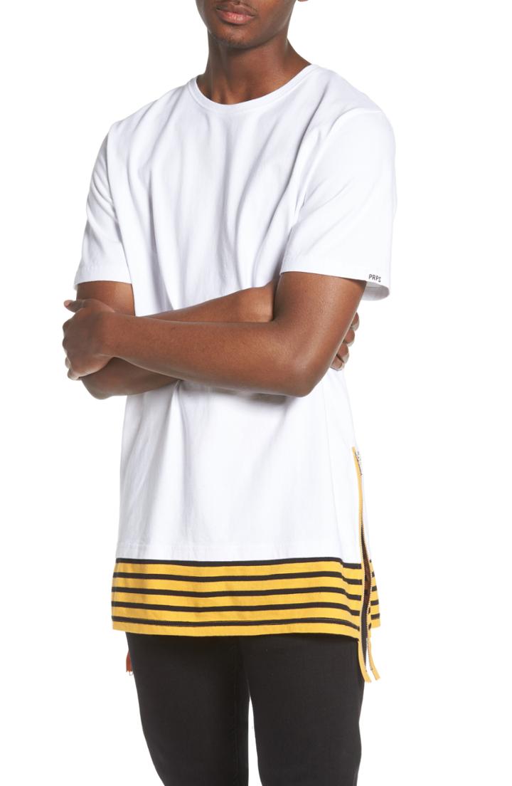 Men's Prps Elongated Stripe Side Zip T-shirt - White