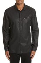 Men's John Varvatos Collection Slim Fit Coated Snap Shirt - Black