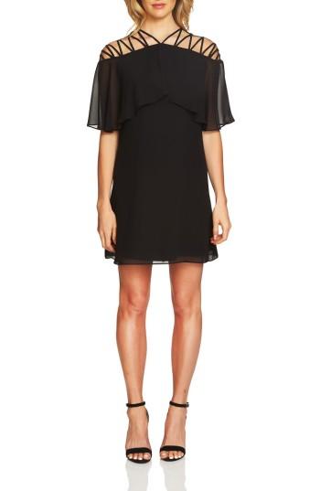 Women's Cece Taylor Lattice Chiffon Shift Dress - Black