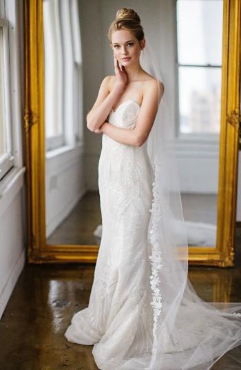 Brides & Hairpins Katerina Embroidered Veil, Size - Ivory