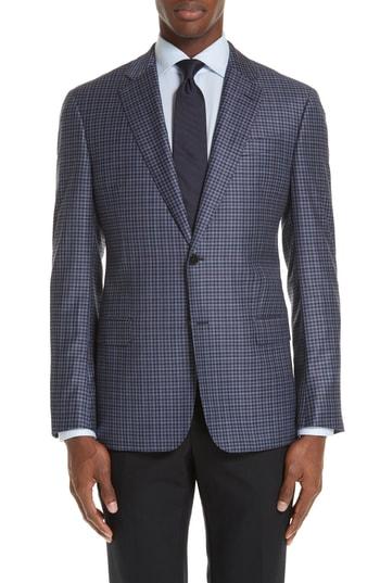 Men's Emporio Armani G Line Trim Fit Check Wool Sport Coat Us / 48 Eur - Purple