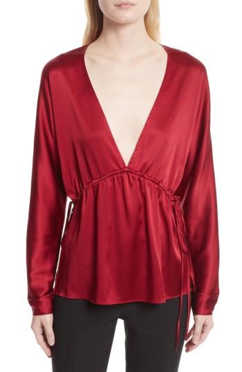 Women's Elizabeth And James Ophelie Stretch Silk Blouse - Red