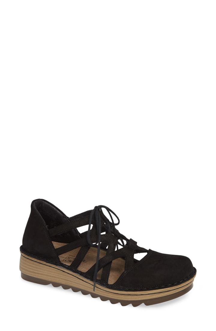 Women's Naot Calathea Ghillie Laced Wedge Us / 37eu - Black