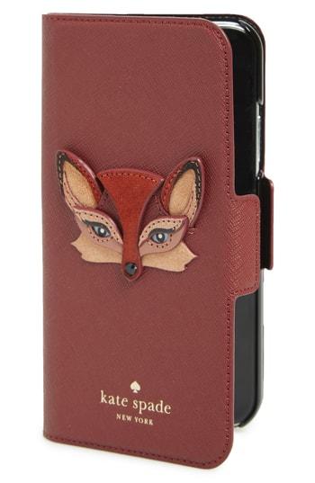 Kate Spade New York Fox Applique Iphone X Folio Case - Black