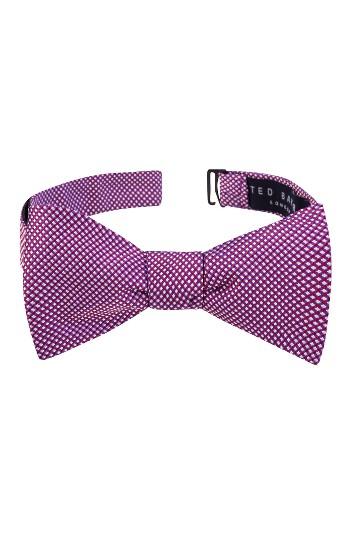 Men's Ted Baker London Natte Check Bow Tie, Size - Red