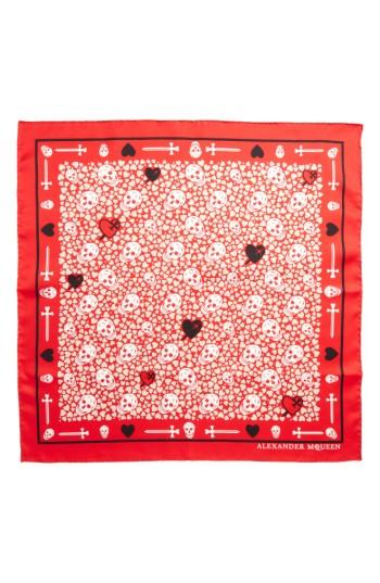 Women's Alexander Mcqueen Dagger Hearts Silk Bandana, Size - Red