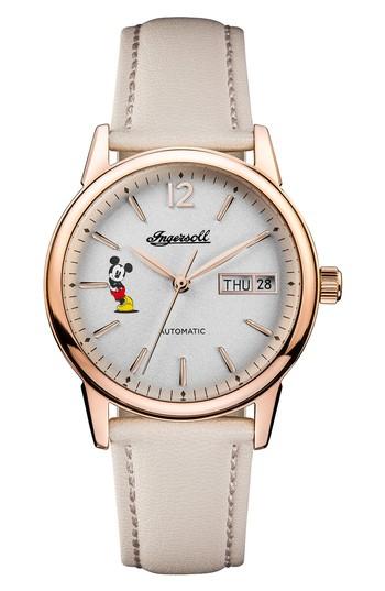 Women's Ingersoll New Haven Disney Automatic Leather Strap Watch, 34mm