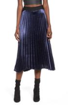 Women's Elodie Pleated Satin Midi Skirt - Blue