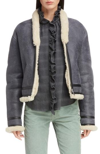 Women's Isabel Marant Etoile Addy Genuine Shearling Jacket Us / 34 Fr - Grey