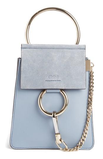 Chloe Faye Small Suede & Leather Bracelet Bag - Blue