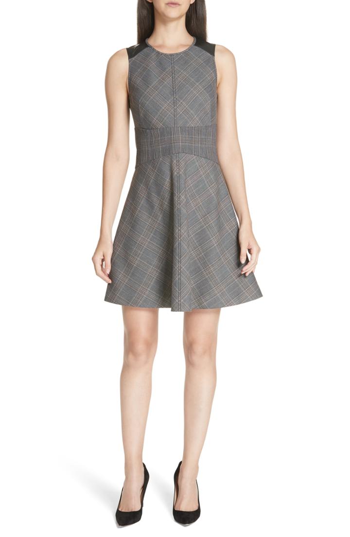 Women's Derek Lam 10 Crosby Plaid Fit & Flare Dress - Grey