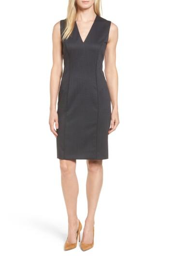 Women's Boss Dukani Check Stretch Wool Sheath Dress