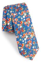 Men's Nordstrom Men's Shop Brayfield Floral Cotton Skinny Tie, Size - Blue