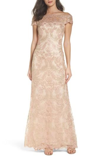 Women's Tadashi Shoji Tulle Gown - Pink