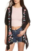 Women's Chloe & Katie Floral Embroidered Kimono - Black