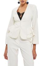 Women's Topshop Ruffle Peplum Jacket Us (fits Like 0) - Ivory