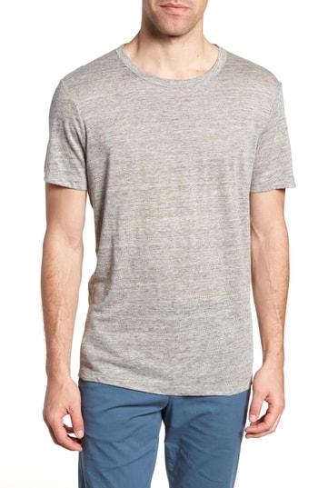 Men's Theory Regular Fit Essential Linen T-shirt - Grey
