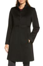 Women's Fleurette Applique Wool Coat - Black