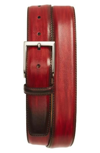 Men's Magnanni Arcade Leather Belt - Red