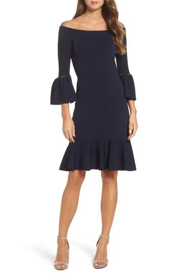 Women's Eliza J Off The Shoulder Flare Hem Dress - Blue
