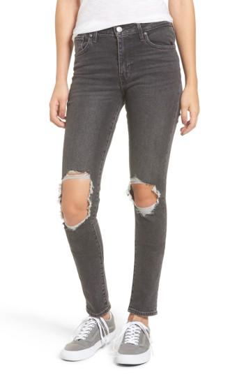 Women's Levi's 721 Ripped High Waist Skinny Jeans - Black