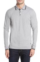 Men's Stone Rose Speckle Knit Long Sleeve Polo (s) - Grey