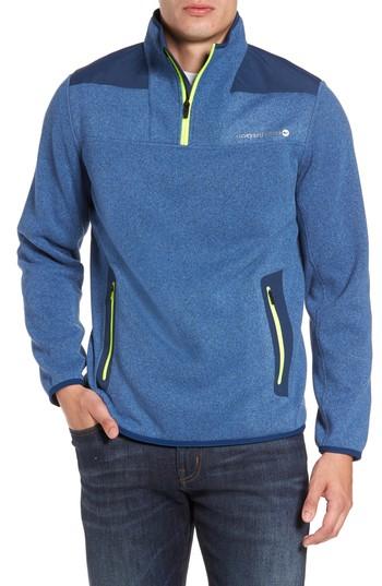 Men's Vineyard Vines Shep Quarter Zip Fleece Sweater, Size - Blue
