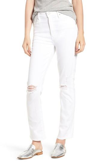 Women's Mother The Rascal High Waist Ankle Straight Leg Jeans - White