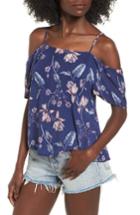 Women's Billabong Summer Nights Cold Shoulder Top - Blue/green