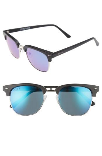 Women's Diff Barry 51mm Polarized Retro Sunglasses - Matte Black/ Blue