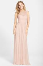 Women's Amsale Lace & Tulle Gown - Pink