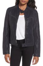 Women's French Connection Faux Leather Zip Front Jacket - Blue