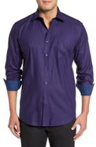Men's Bugatchi Classic Fit Stripe Sport Shirt - Purple