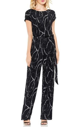 Women's Vince Camuto Ink Swirl Pleat Knit Jumpsuit, Size - Black