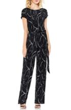 Women's Vince Camuto Ink Swirl Pleat Knit Jumpsuit, Size - Black