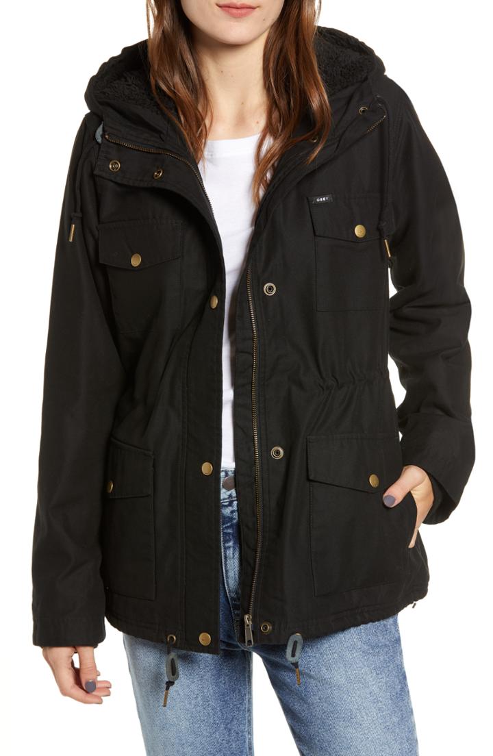 Women's Obey Foxtrot Water Resistant Parka - Black