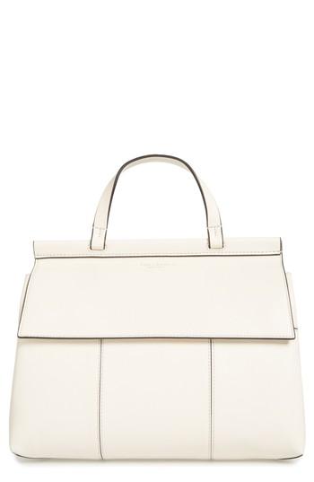 Tory Burch Block T Leather Top Handle Satchel - Beige