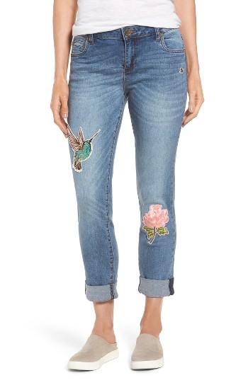 Women's Kut From The Kloth Appliqued Boyfriend Jeans - Blue