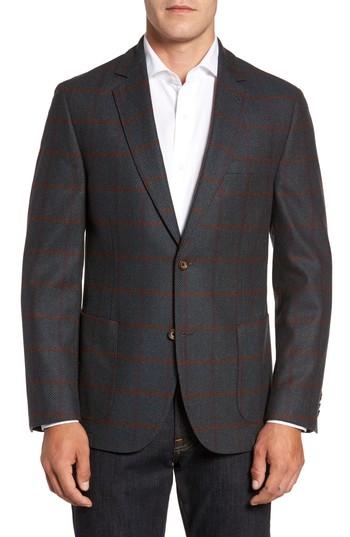 Men's Flynt Classic Fit Windowpane Wool Sport Coat L - Green