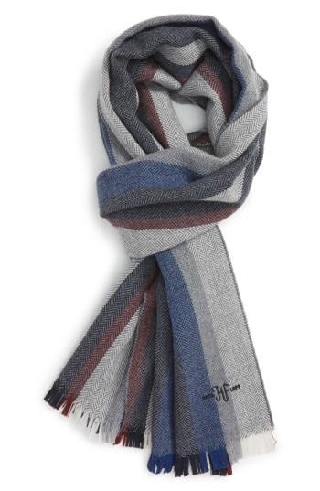 Men's Hickey Freeman Stripe Wool Scarf