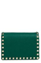 Women's Valentino Garavani Rockstud Leather Wallet On A Chain - Green