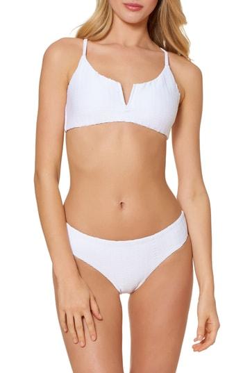 Women's Red Carter Notch Neck Bikini Top - White