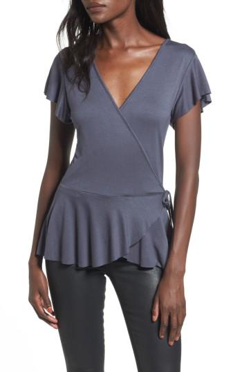 Women's Leith Ruffle Wrap Top, Size - Blue